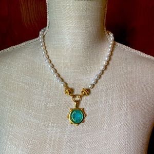 Susan Shaw VENETIAN GLASS COIN PEARL NECKLACE